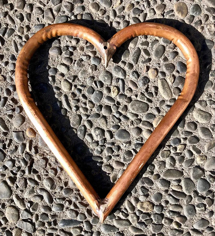 copper wall hearts