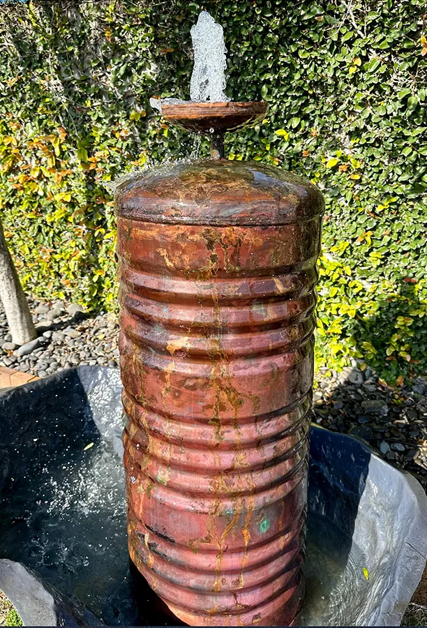 copper water feature art